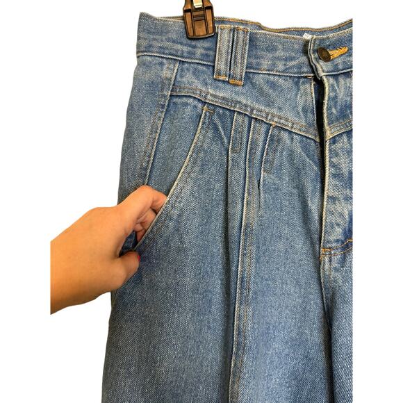 Styles To Go vintage 100% cotton high waisted pleated blue jeans size 8 - Picture 9 of 13